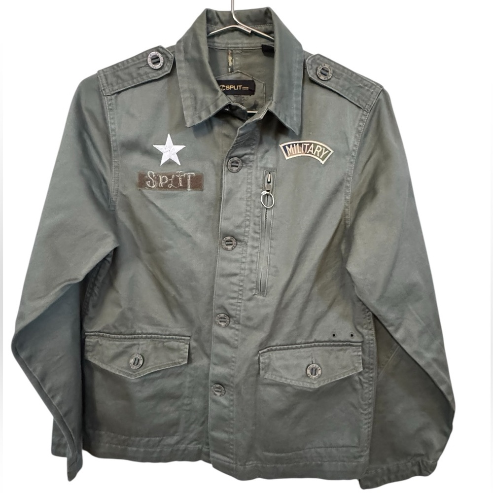 Split Military Style Cargo Utility Gray Patch Cotton Women’s S Jacket Surf Skate